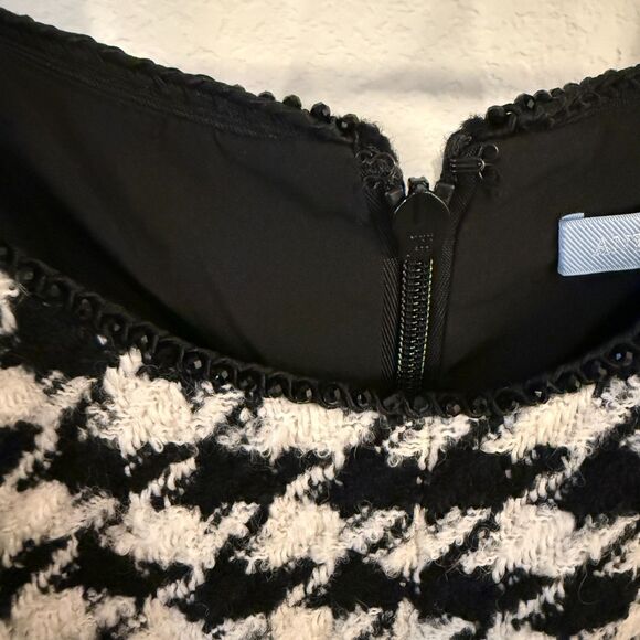 Antonio Melani Women's Size 14 Black Houndstooth Wool Macy Tweed Mini Dress - Picture 2 of 9